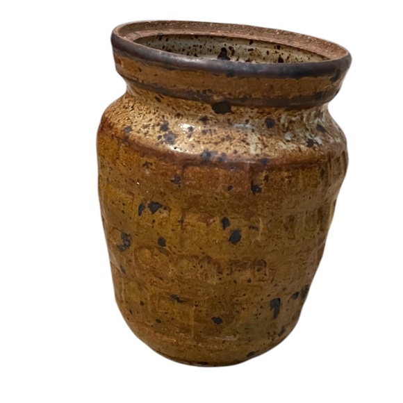 Vintage Hand Crafted Studio Art Pottery Vase Earth-tones Stoneware, Signed - Picture 2 of 10